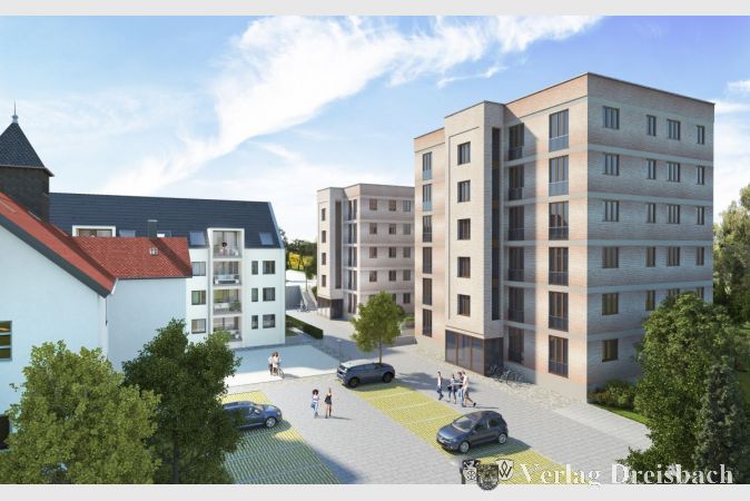 Eine Visualisierung: So soll das fertige Quartier An der Urbansmühle einmal aussehen.