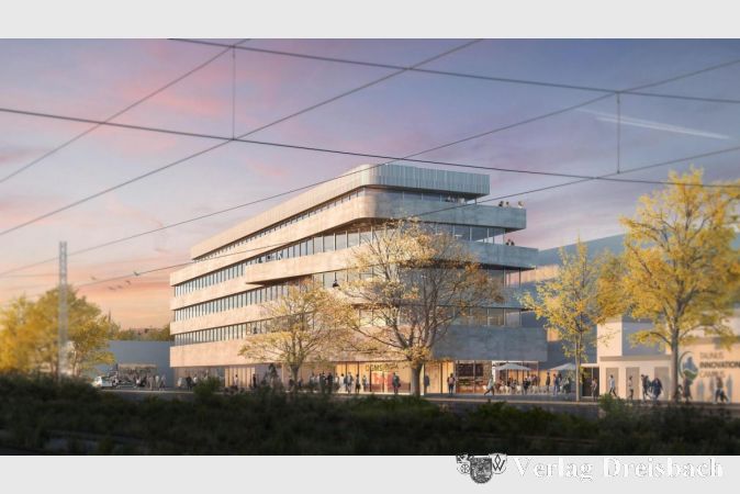 Eine Visualisierung des neuen Hauptsitzes von GMS Global Media Services und Thing Technologies in Hattersheim.