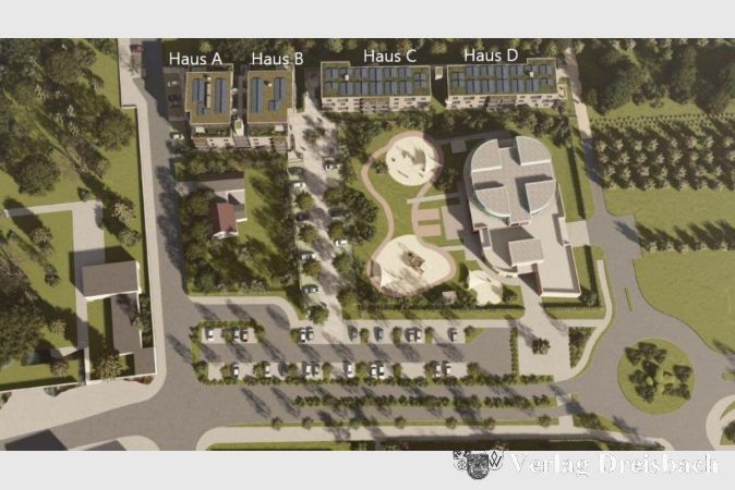 Die Animation zeigt Lage und Hausaufteilung des Vorzeige-Bauprojektes in Kriftel.