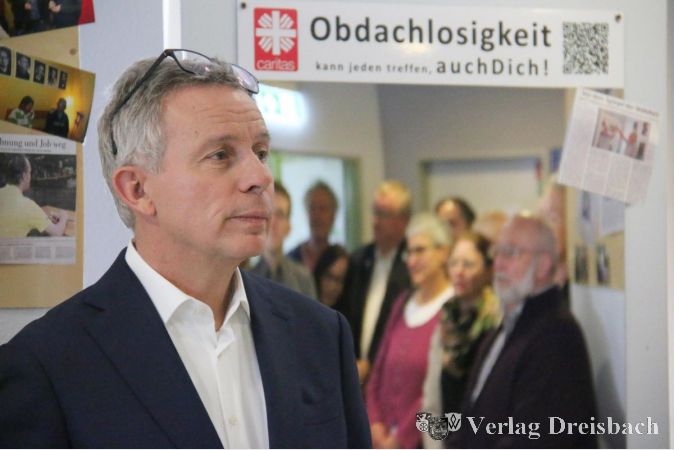 Klaus Störch, Leitung der Facheinrichtung für Wohnungslose, während der Feierlichkeiten zum 20-jährigen Jubiläum im Haus Sankt Martin.