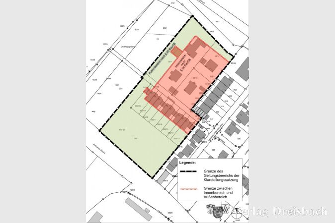Lageplan zur Klarstellungssatzung K1 "Zwischen Hofheimer Straße, BAB 66 und Schwarzbach".