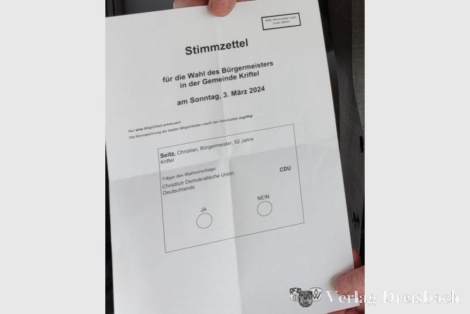 Der Stimmzettel zur Bürgermeisterwahl am 3. März.