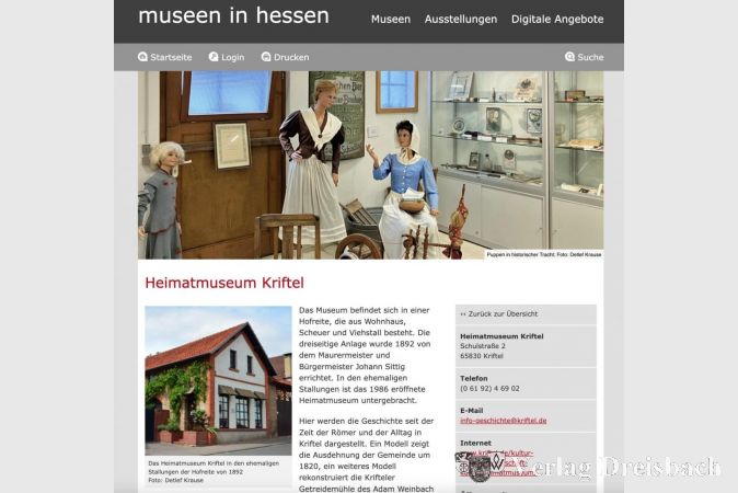 Museen in Hessen: Webeintrag des Krifteler Heimatmuseum.