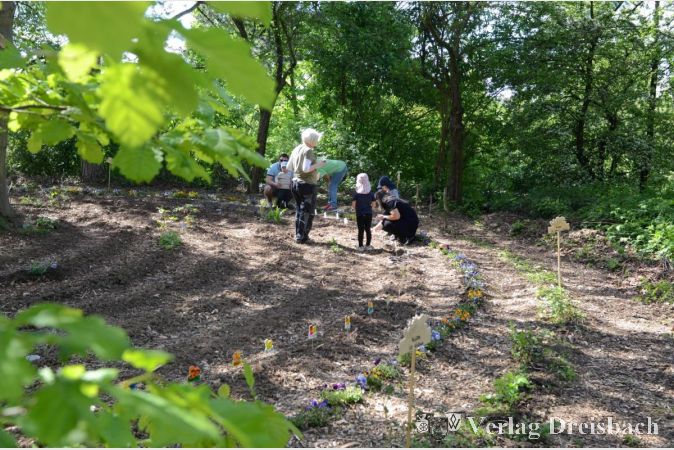 Im Labyrinth wurden nicht nur Kartoffeln gepflanzt, sondern auch Schilder mit den Namen der Kinder in den Boden gesteckt, damit diese ihrer Pflanze beim Wachsen zusehen können.