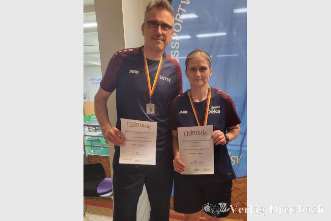 Erst Bronze, dann doch Silber: Heike Reichardt mit ihrem Spielpartner André Hojka.