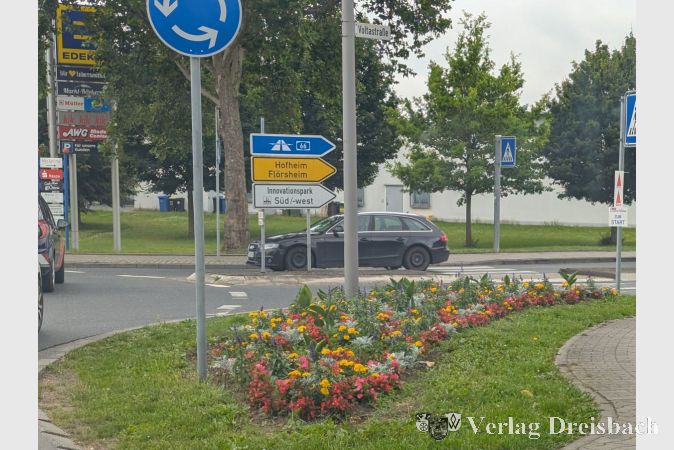 Blühende Blumen am Hessendamm-Kreisel.