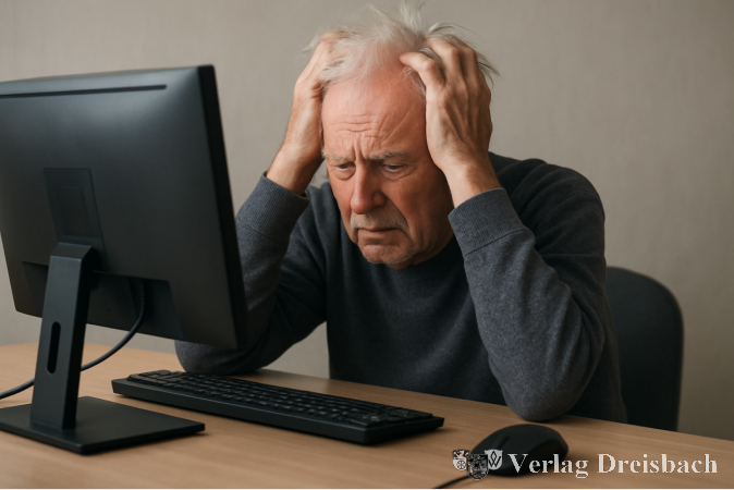 Verzweiflung vor dem Bildschirm.