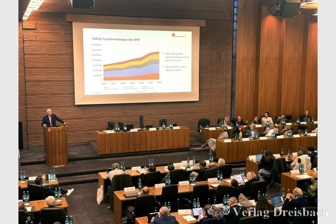 Landrat Michael Cyriax brachte am Montagnachmittag in den Kreistag den Haushaltsentwurf für das Jahr 2026 des Main-Taunus-Kreises ein. In der Sitzung am 15. Dezember soll der Etat verabschiedet werden.