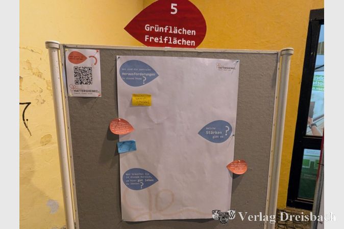 Die Sammlung von Ideen, Vorschlägen und Einschätzungen stand bei der Auftaktveranstaltung im Mittelpunkt. Jeder konnte seine Meinung zu allerlei Themen kundtun, wie hier beispielsweise bezüglich der hiesigen Grünflächen.